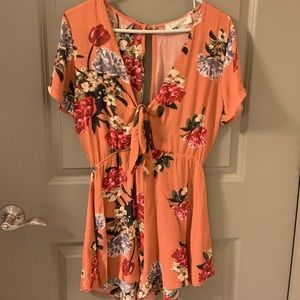 Peach floral romper